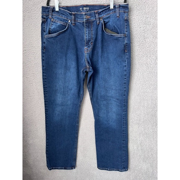 Tecovas Jeans Mens 36x32 Blue Medium Wash Premium Relaxed Fit Ranchwear Western‎ - Picture 1 of 15